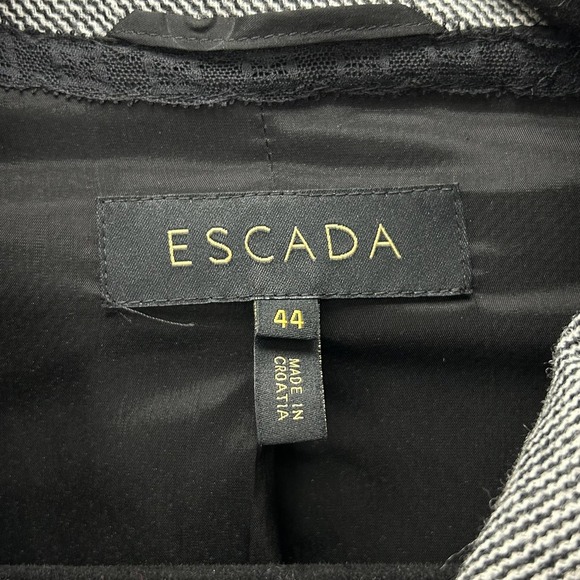 Escada Grey Herringbone Wool Button Front Jacket Womens 44 US 14 - Picture 3 of 8